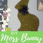 Close Up of Moss Bunny on Gallery Wall with text overlay - DIY Moss Bunny Wall Art - DIY Adulation