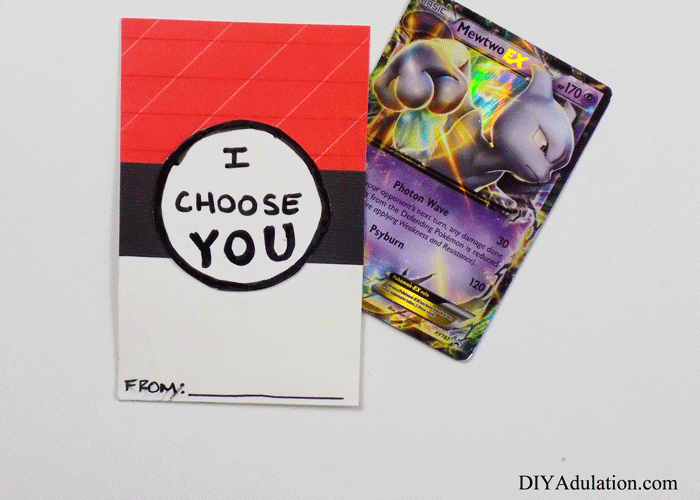 These DIY Pokemon card Valentines are easy to make and candy-free! Little Pokemon trainers will be ecstatic to give them at their Valentine’s parties.