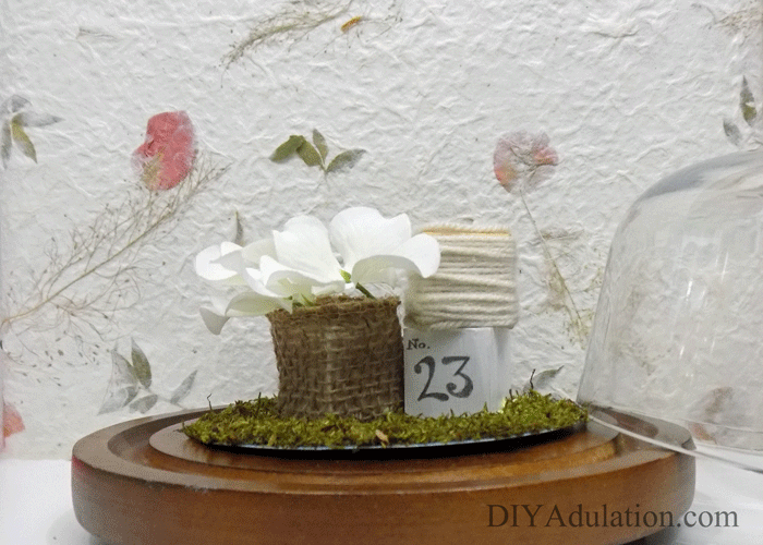 For this Thrift Store Decor Upcycle Challenge I am changing things up a little. The mix of textures in this upcycled farmhouse vignette cloche are gorgeous!