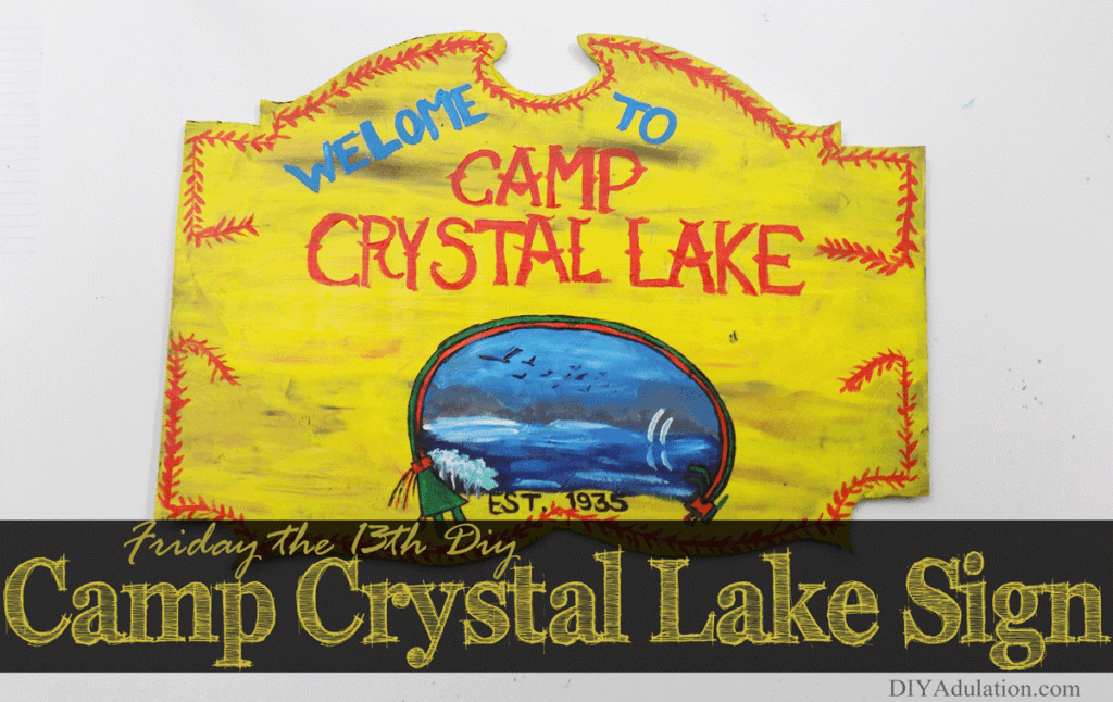 Friday the 13th is an iconic, cult horror film! Pay homage to this classic film by making this DIY Camp Crystal Lake sign for Halloween!