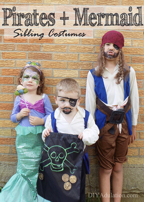 Pirates and Mermaid Sibling Costumes