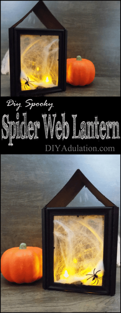 This DIY spooky spider web lantern is so easy to make and budget-friendly you will want to make several different size ones to create a spooky vignette. #ad