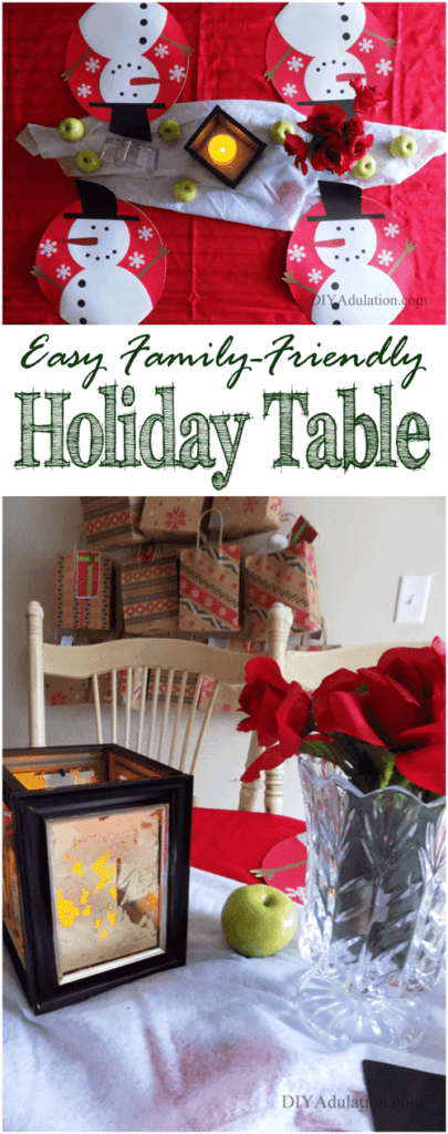 Those intricately decorated holiday tables aren’t conducive to moms with tiny munchkins. Find out how to created an easy family-friendly holiday table!