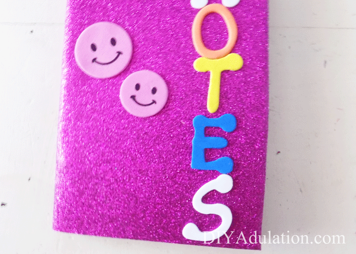 Purple diy glittery notebook