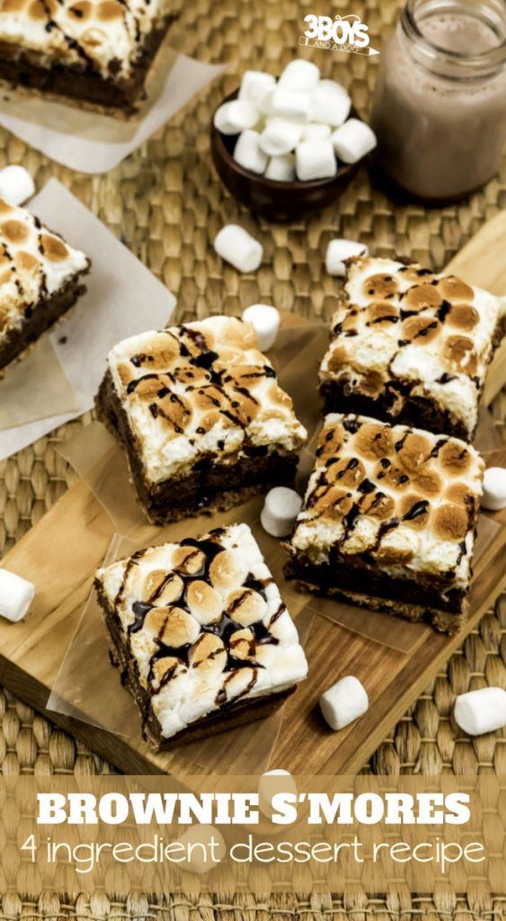 Pieces of brownie s'mores
