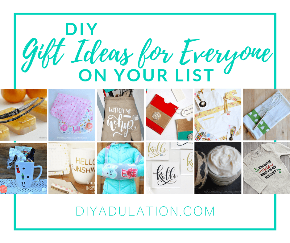 Collage of Crafts with text overlay - DIY Gift Ideas for Everyone on Your List