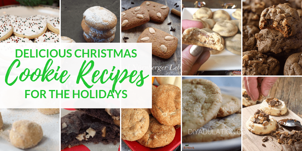 Collage of Cookie Photos with text overlay - Delicious Christmas Cookie Recipes for the Holidays