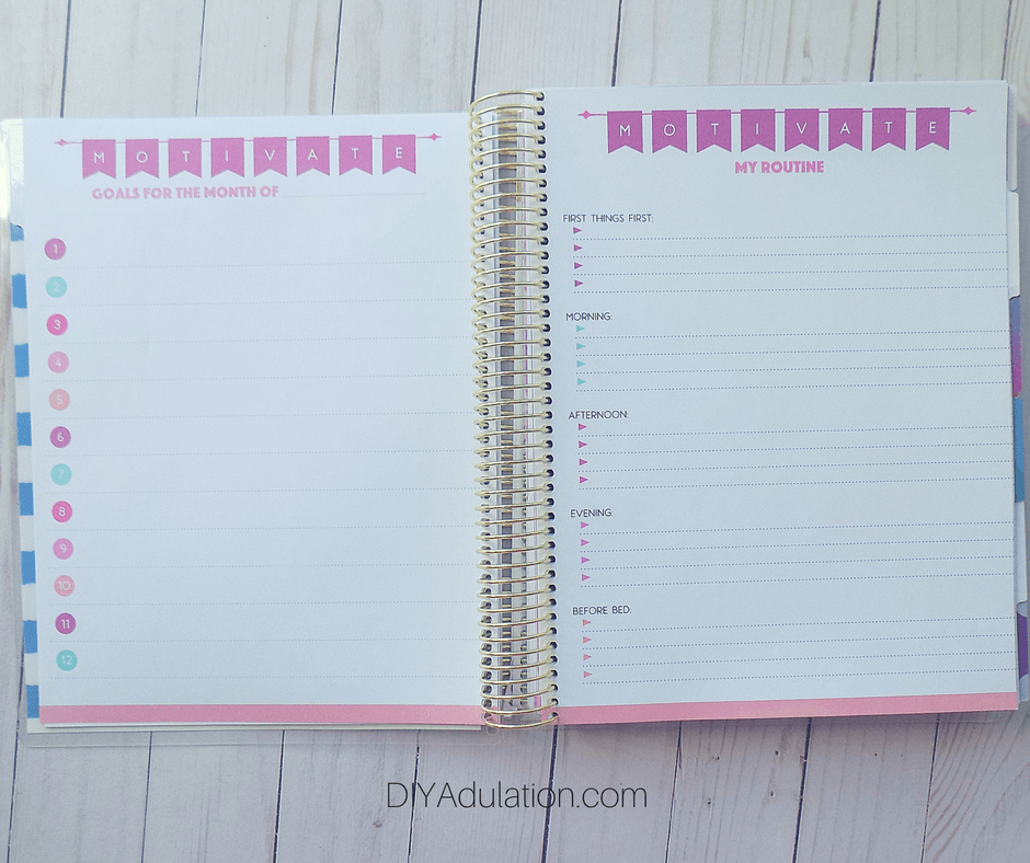 Blank Monthly Goals and Routine Pages of Goal Getter Planner
