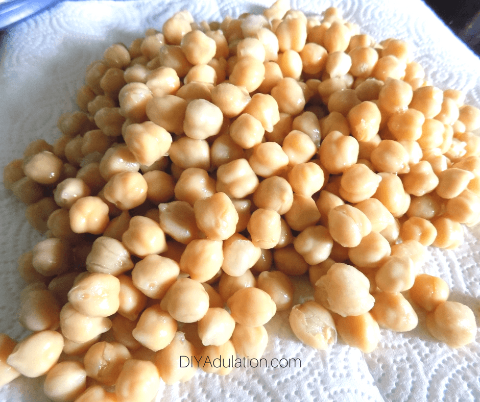 Close Up of Chickpeas on Paper Towels