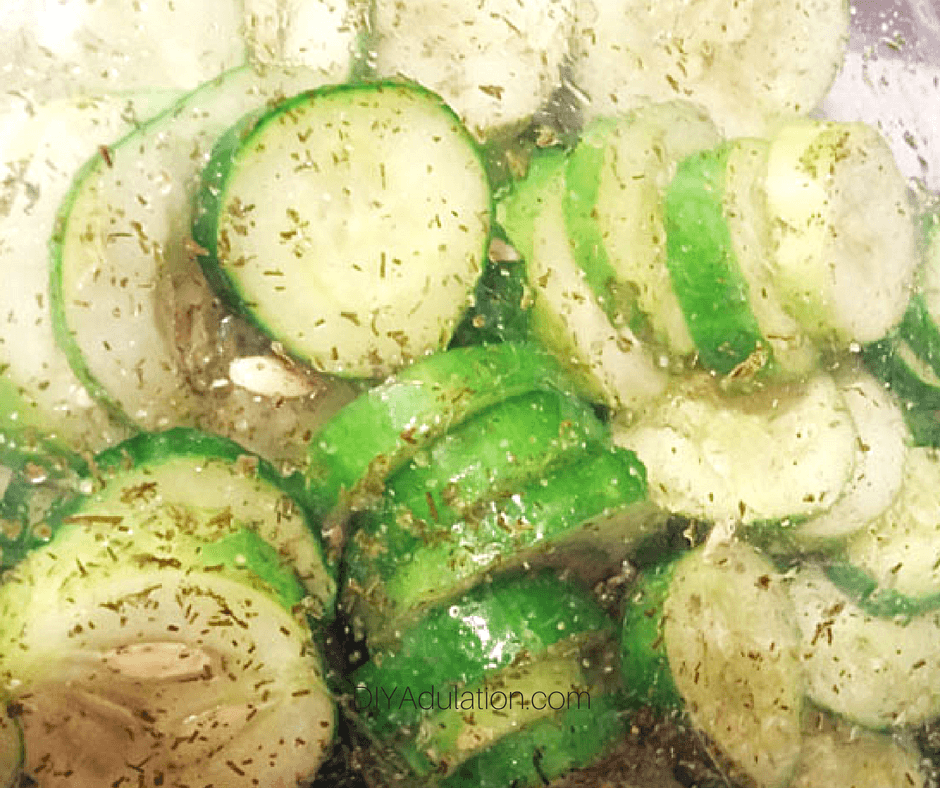 Close Up of Seasoned Cucumber Slices in Bag