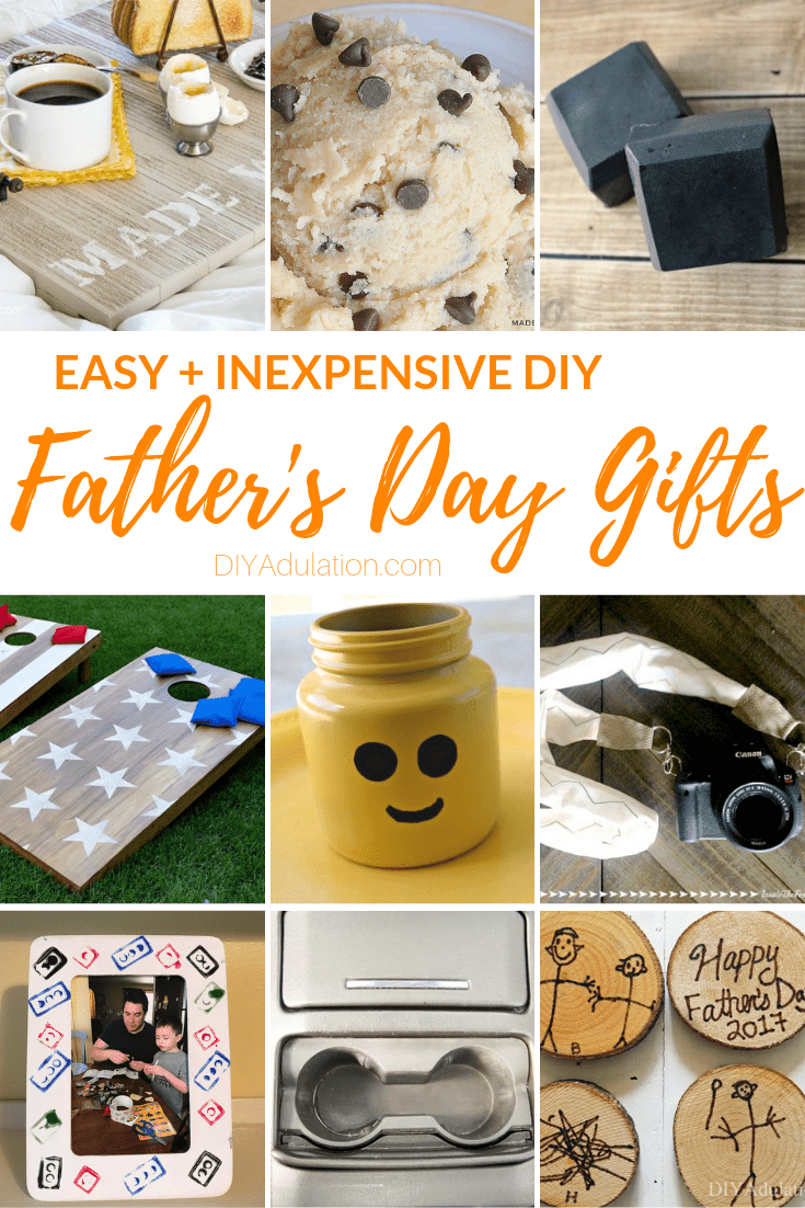 Collage of Fathers Day Gifts with text overlay - Easy and Inexpensive DIY Fathers Day Gifts