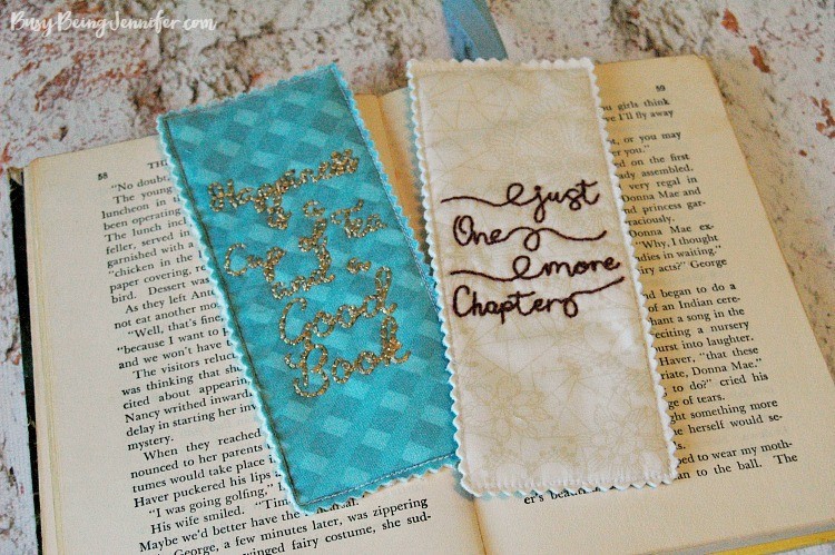 Embroidered Bookmarks on Open Book