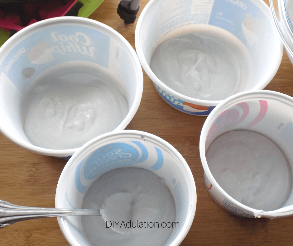 Divided Plaster Mixture in Small Bowls