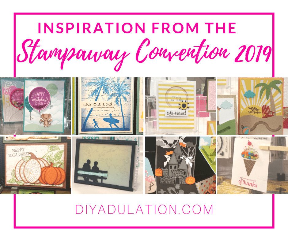 Collage of Handmade Cards with text overlay - Inspiration from the Stampaway Convention 2019