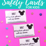 Laminated Call Mom Cards nexts to Glitter Cabochons with text overlay - Free Printable _Call Mom_ Safety Cards for Kids