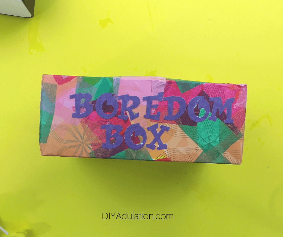 Letters Glued on Colorful Box
