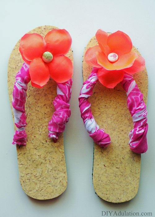 Pink Flower Flip Flops