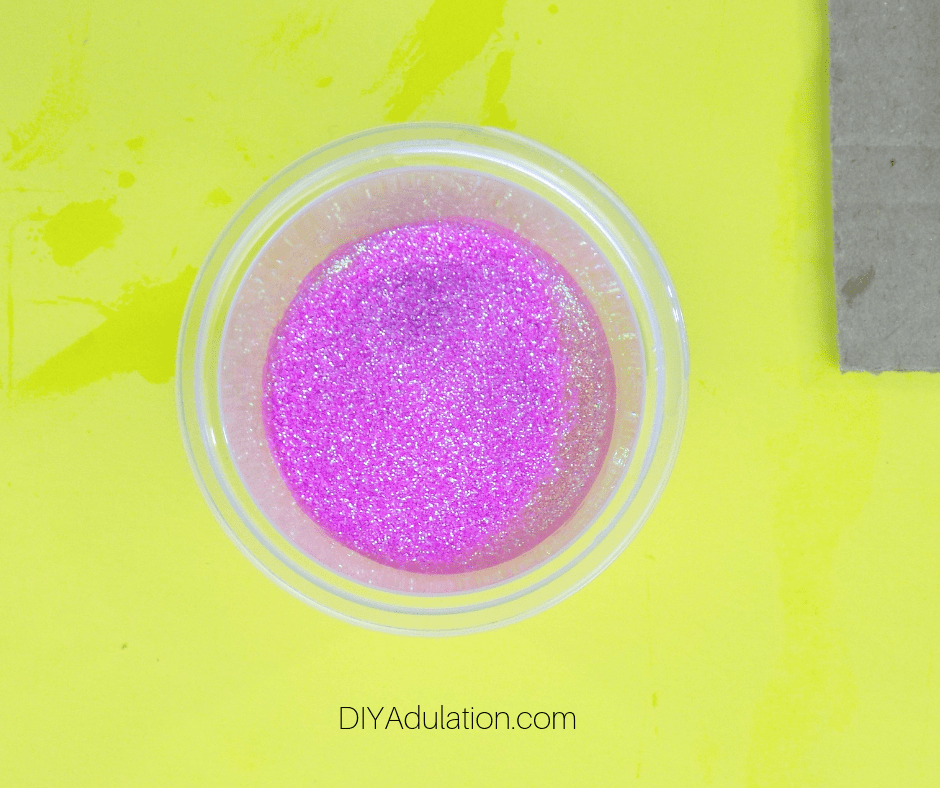 Pink Glitter on Resin in Cup