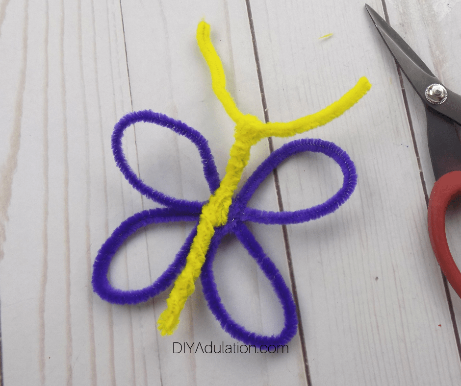 Pipe Cleaner Butterfly with Antennae Attached
