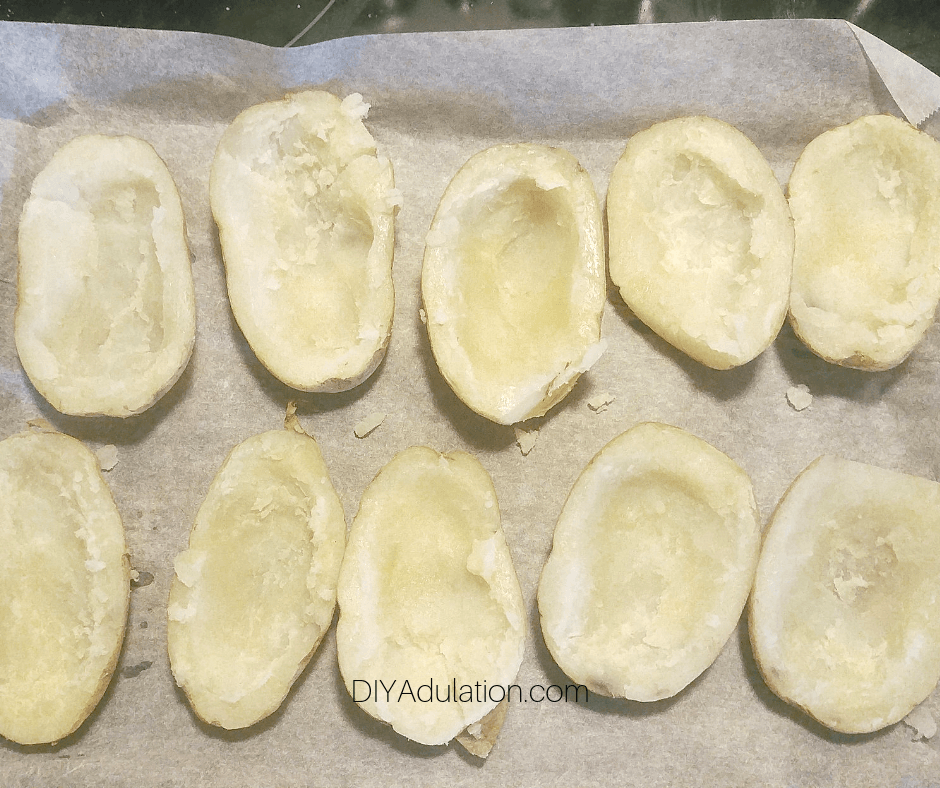 Potato Halves with Insides Scooped Out