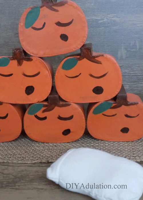 Stacked painted pumpkins