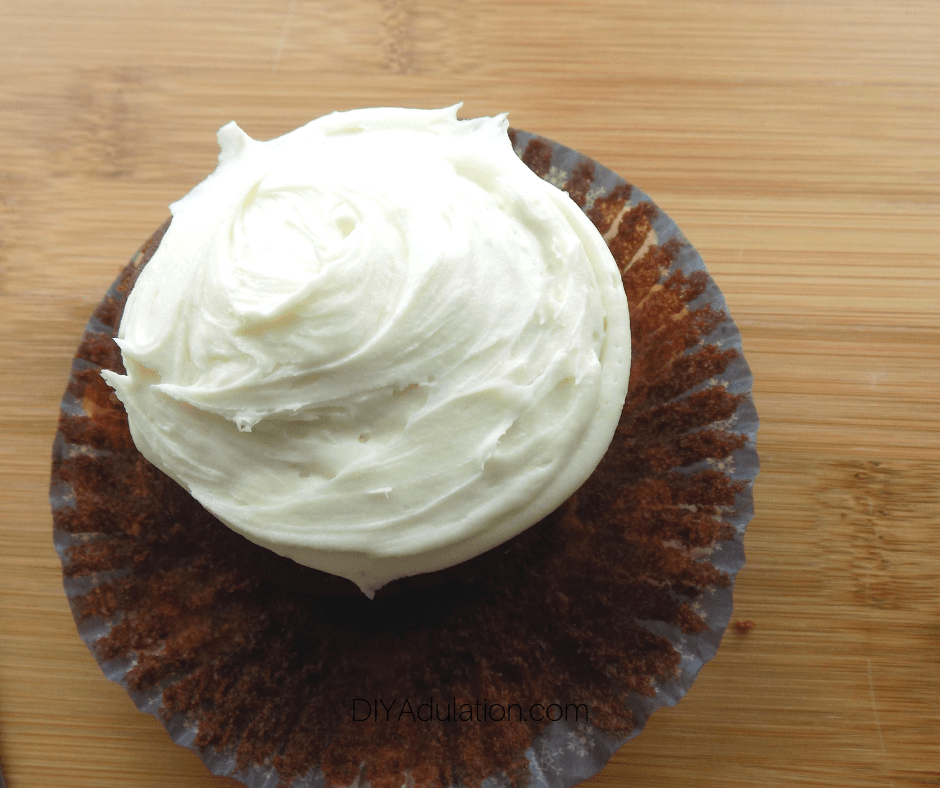 Smoothed Icing on Chocolate Cupcake