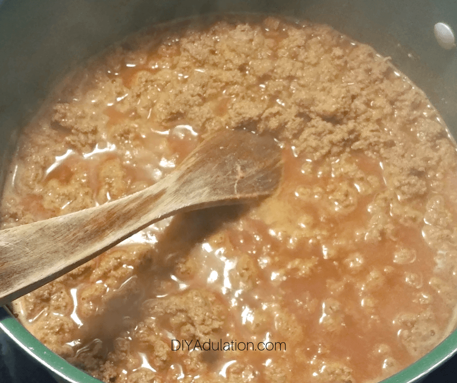 Taco Meat Cooking in Stock Pot