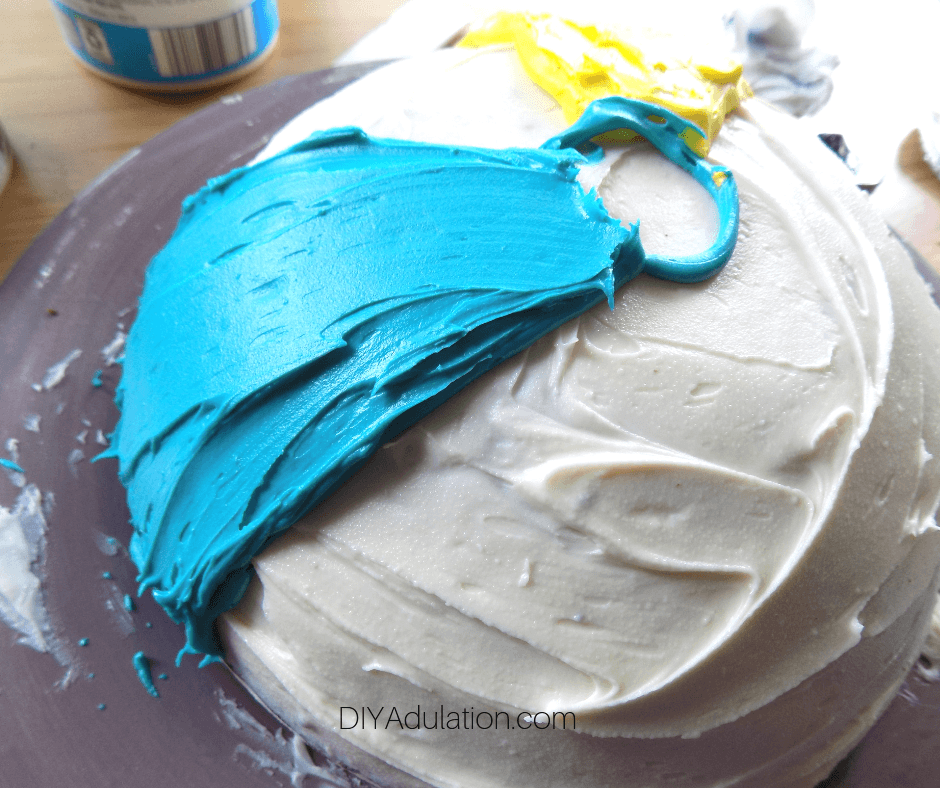 Teal Icing Spread on Cake
