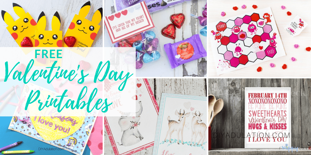 Valentines Day Printables with text overlay - Free Valentines Day Printables