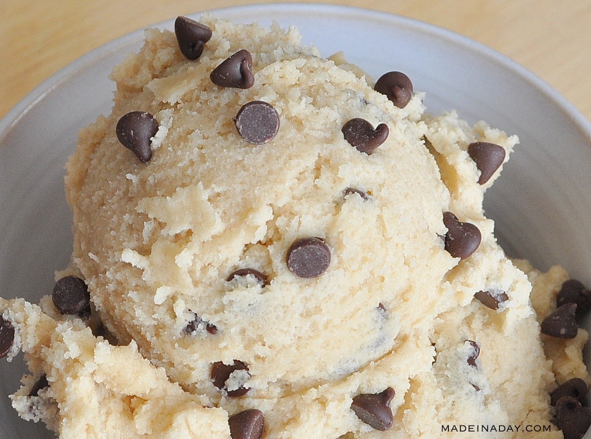 Close up of scoop of edible cookie dough