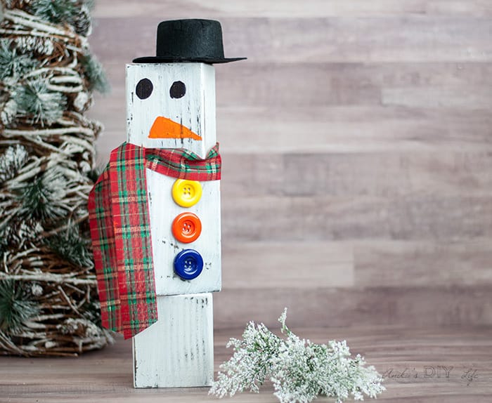 Wood block snowman