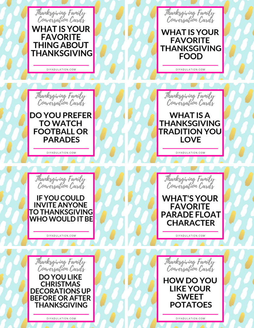 Free Thanksgiving Family Dinner Conversation Cards