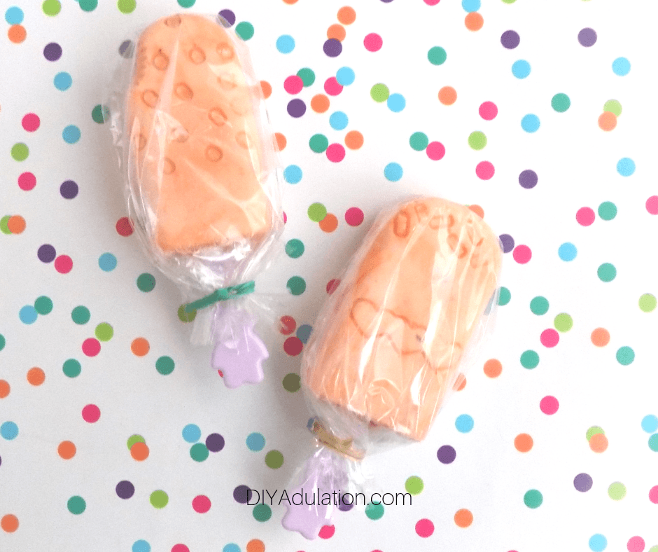 Ice Cream Soaps with Sticks Wrapped in Cellophane