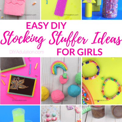 Collage of DIY Gifts with text overlay - Easy DIY Stocking Stuffer Ideas for Girls